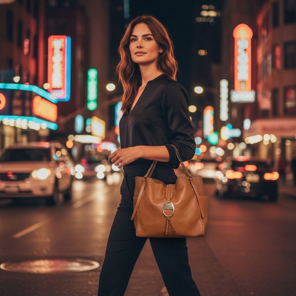 Mia K. Farrow Collection Shoulder Tote Hobo Bag Brown Satchel 13x13x5